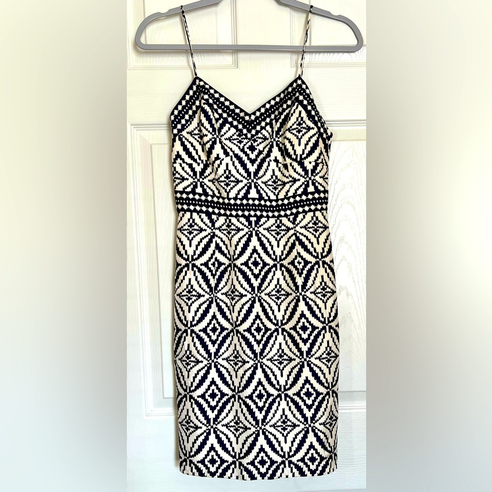 MILLY An Original Milly of New York Navy and White 100% Silk Cocktail Dress Sz 0